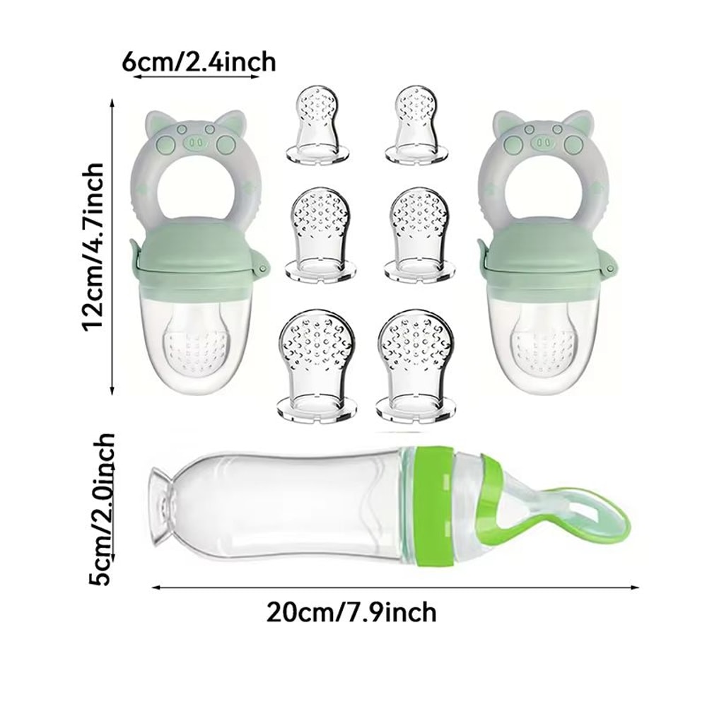 9Piece Silicone Baby Feeding Set With Spoon Bottle Suction Base Fruit Feeders And Nipples 1