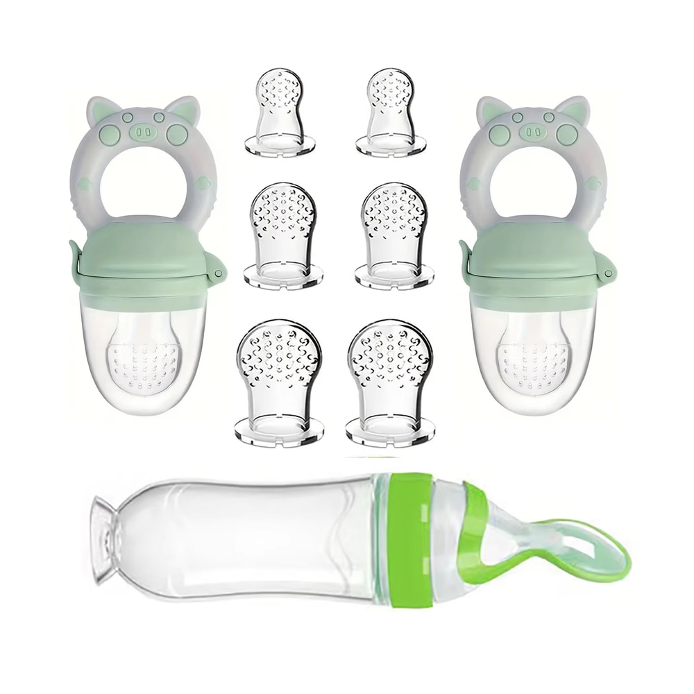 9Piece Silicone Baby Feeding Set With Spoon Bottle Suction Base Fruit Feeders And Nipples 6