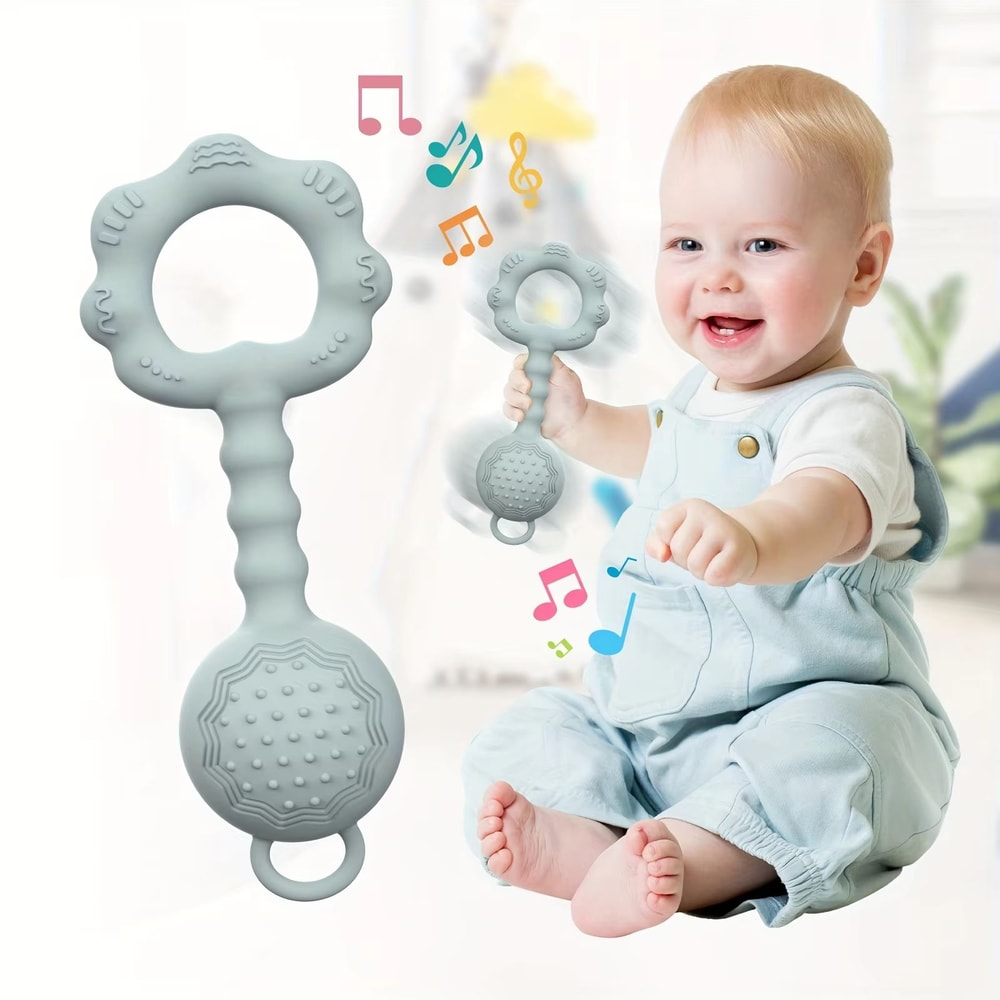 2in1 Silicone Rattle And Teether Ring For Babies 0