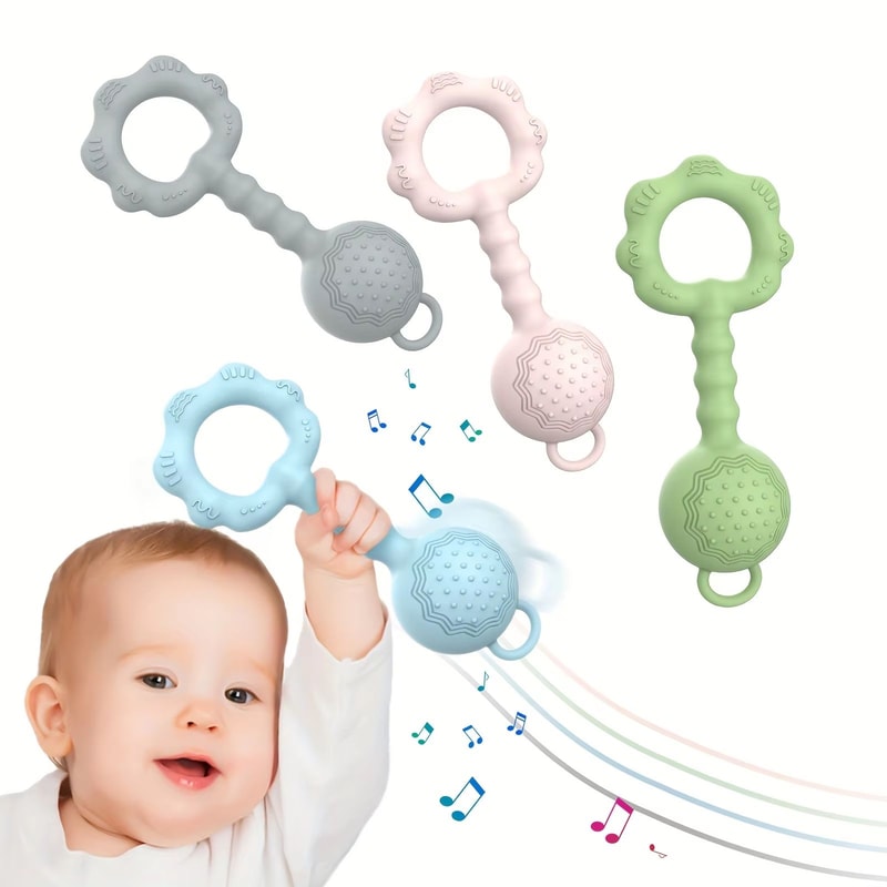 2in1 Silicone Rattle And Teether Ring For Babies 1
