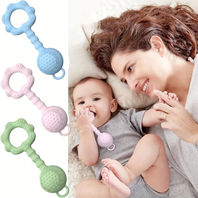 2in1 Silicone Rattle And Teether Ring For Babies 2