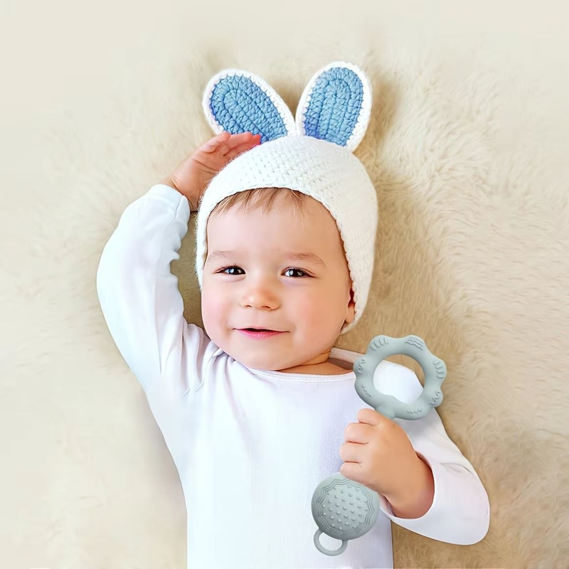 2in1 Silicone Rattle And Teether Ring For Babies 3