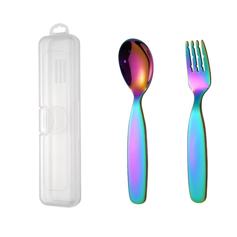 304 Stainless Steel Portable Cutlery Set With Case Vintage Outdoor Spoon And Fork 3pcs 7