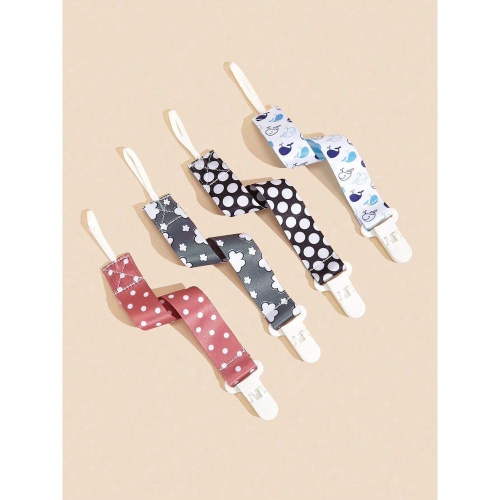 4Piece Baby Pacifier Holder Clips With Universal Soother Chains 0