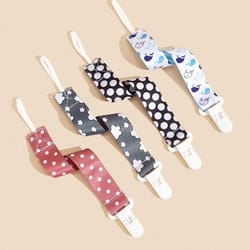 4-piece baby pacifier holder clips with universal soother chains