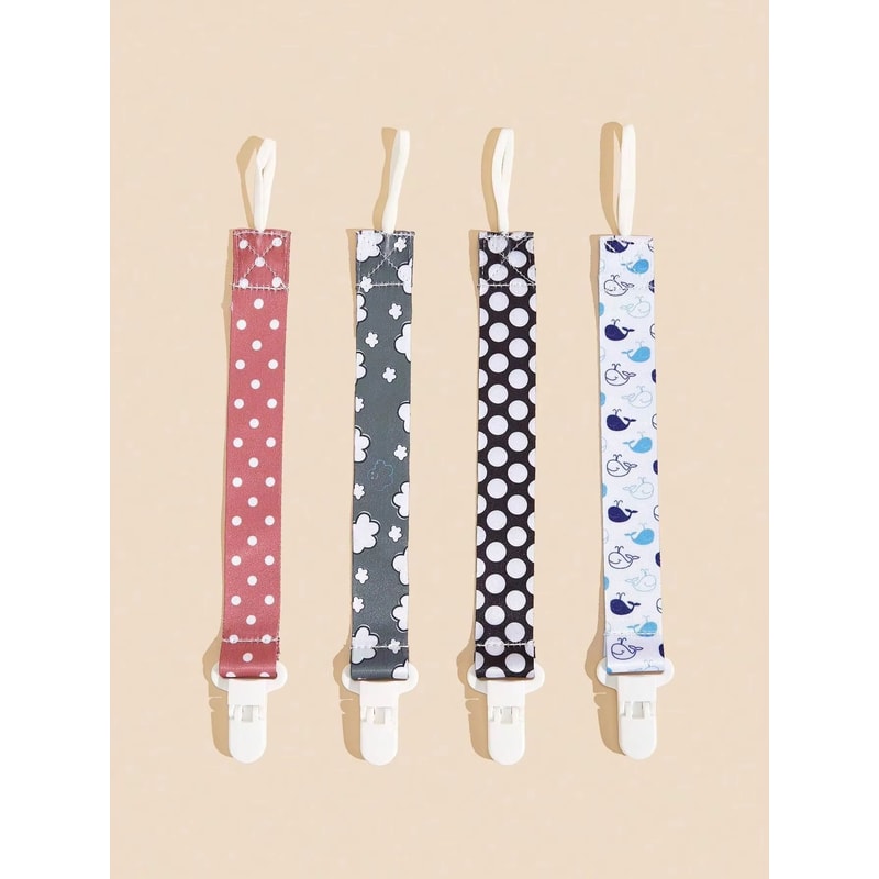 4Piece Baby Pacifier Holder Clips With Universal Soother Chains 1