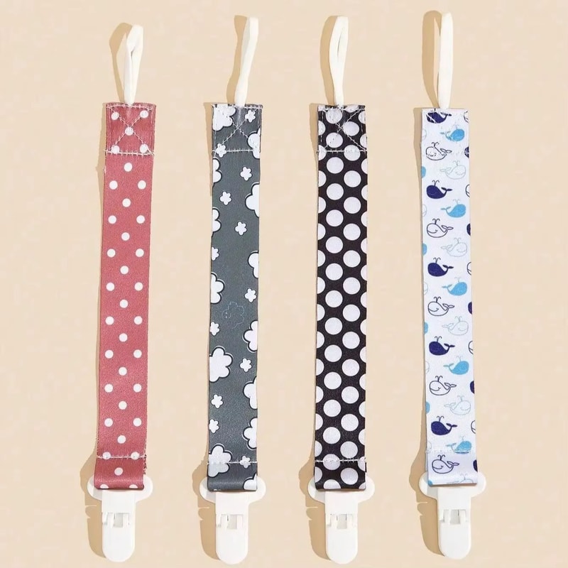 4Piece Baby Pacifier Holder Clips With Universal Soother Chains 6