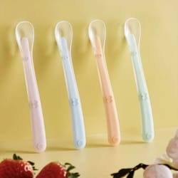 soft-touch silicone baby feeding spoon with matte surface - safe training tableware
