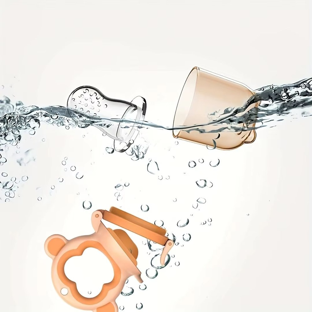 4Piece MonkeyShape Baby Fruit Feeder Set With EasyHandle Ring And 3 Silicone Mesh Bags SML 5