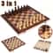 3in1 Folding Wooden Chess Board Set With Checkers And Backgammon Portable Travel Game Case 0