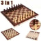 3in1 Folding Wooden Chess Board Set With Checkers And Backgammon Portable Travel Game Case 0