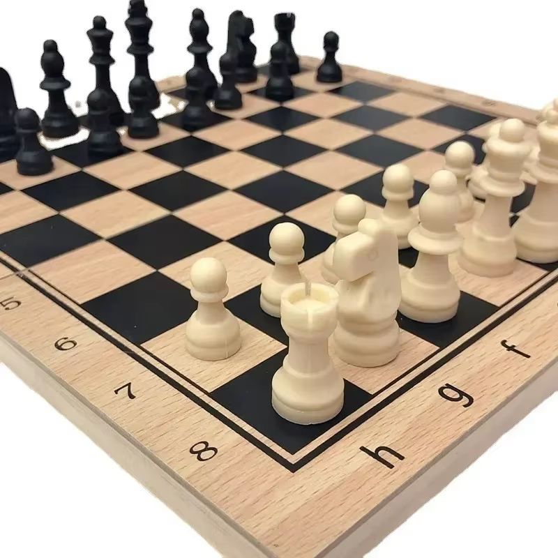 3in1 Folding Wooden Chess Board Set With Checkers And Backgammon Portable Travel Game Case 6