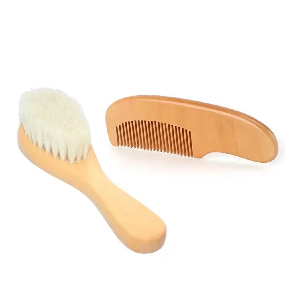 GentleStart Newborn Wooden Hair Comb And Wool Brush Set 3