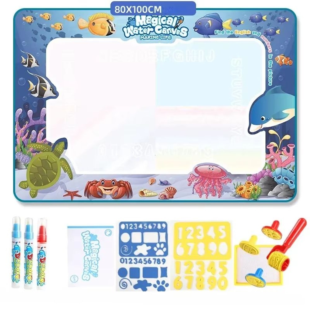 Montessori Magic Water Drawing Mat 3937x3150in With Reusable Water Pen 5