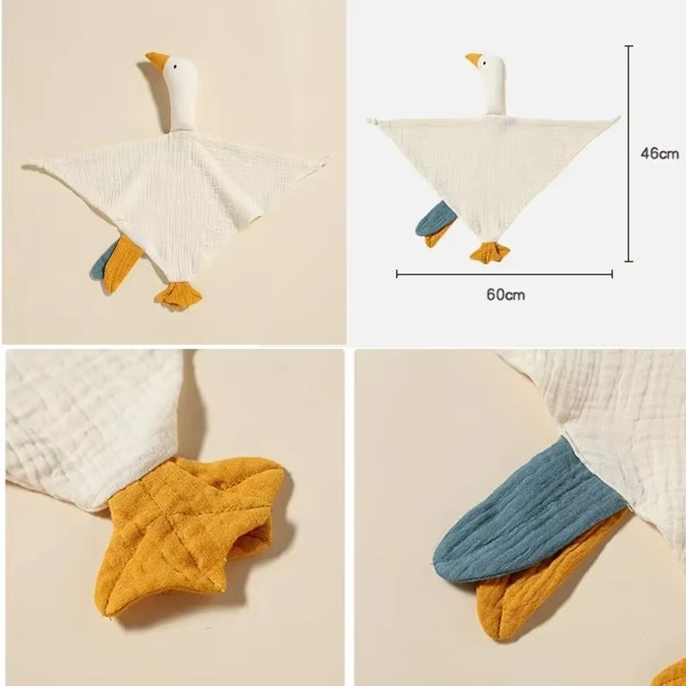 PureCotton Muslin Baby Bib And Burp Cloth Set With Goose Sleeping Doll Design 5