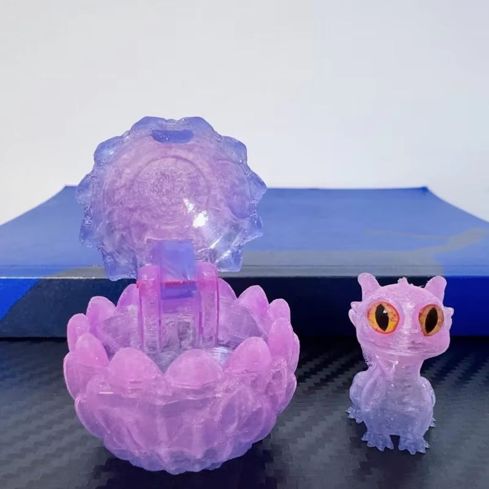 MiniDragon 3D Printed Toy Model With Eggs Random Eyes 1