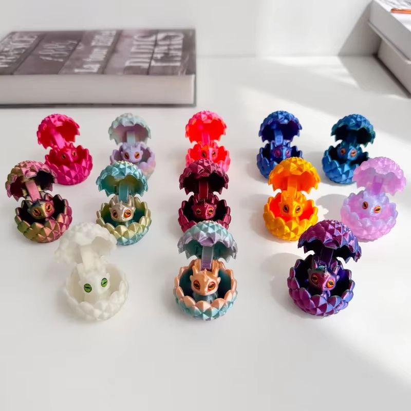 MiniDragon 3D Printed Toy Model With Eggs Random Eyes 2