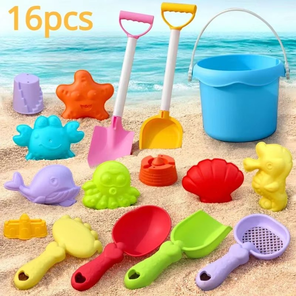 SunnyDig Mini Childrens Beach Toy Set With Large Shovel And Bucket 9