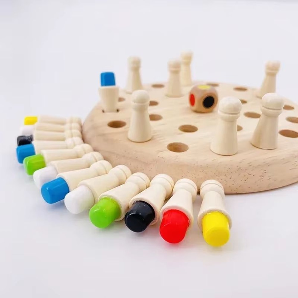 BrainBuild Wooden Memory Match Chess Color Game 1