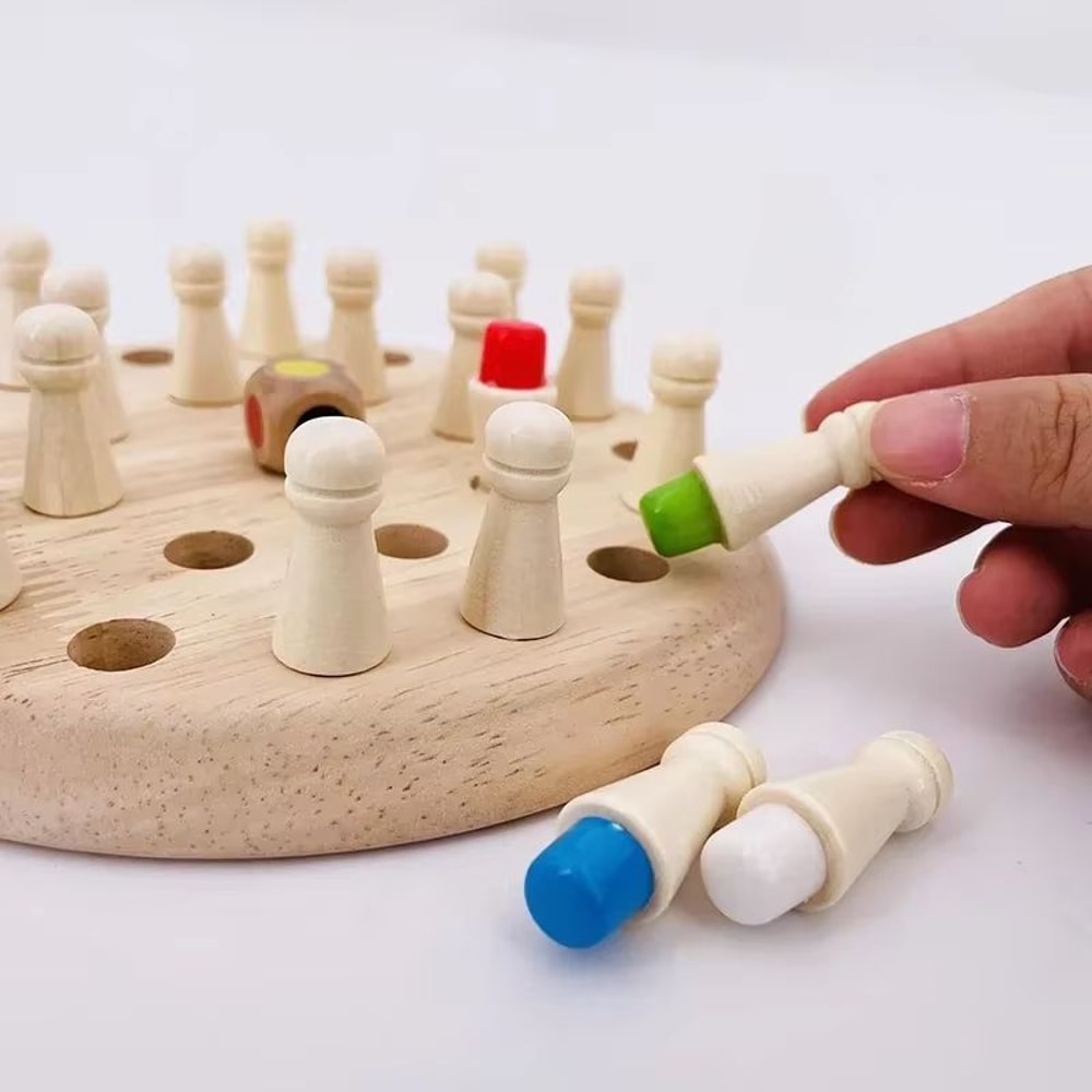 BrainBuild Wooden Memory Match Chess Color Game 4