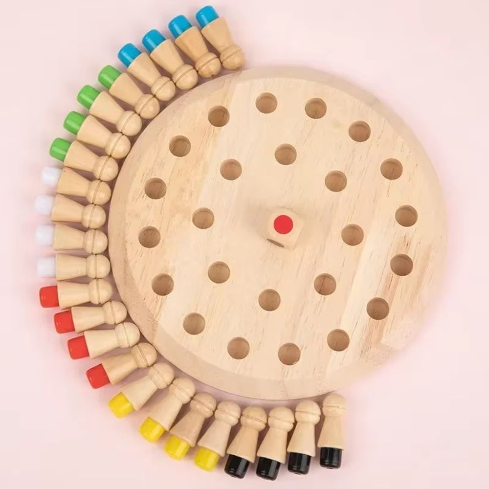 BrainBuild Wooden Memory Match Chess Color Game 6