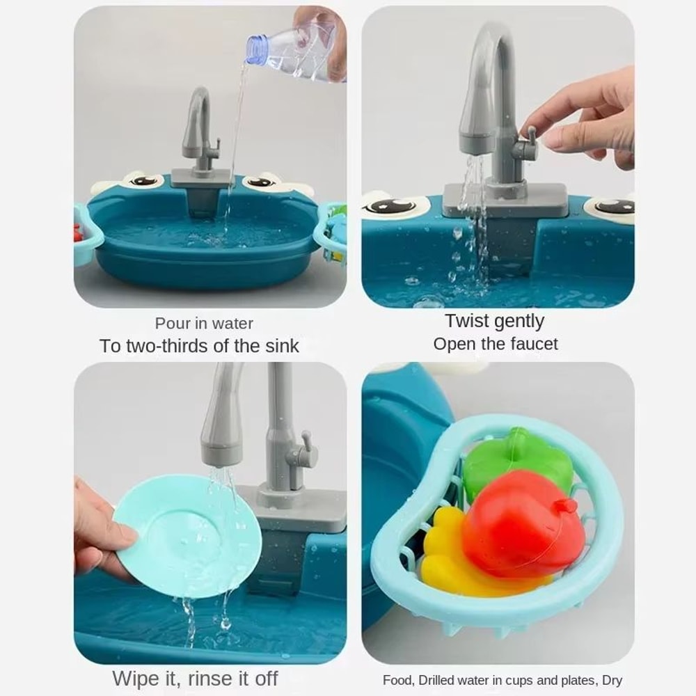 CleanPlay Kids Kitchen Sink Pretend Play Set Early Educational Toy 4