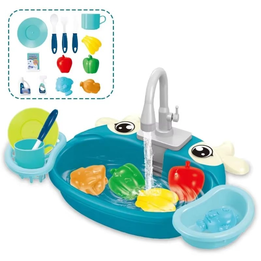 CleanPlay Kids Kitchen Sink Pretend Play Set Early Educational Toy 6