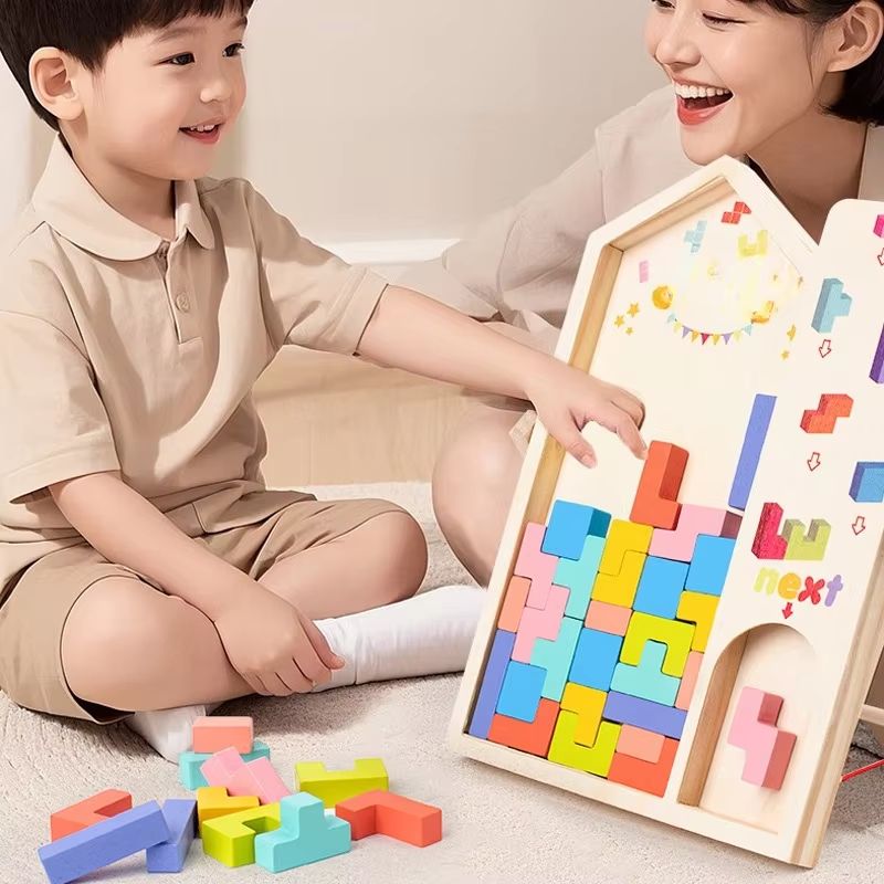 WoodlandBlocks 3D Wooden Puzzle Building Set Early Logic Training Toy 1