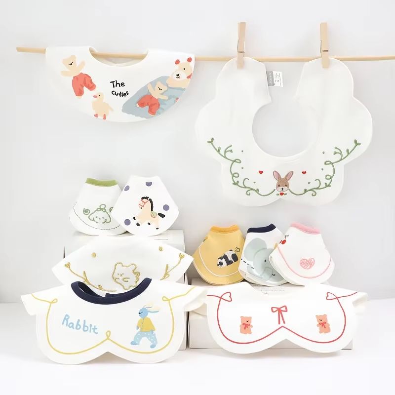 PetalSoft 3Piece Cotton Gauze Baby Feeding Bibs Drool Towels 1