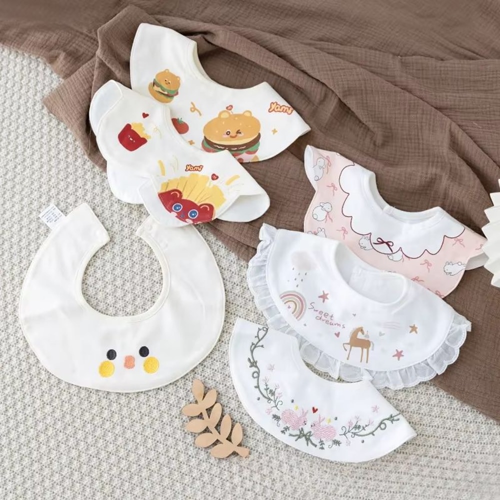 PetalSoft 3Piece Cotton Gauze Baby Feeding Bibs Drool Towels 2