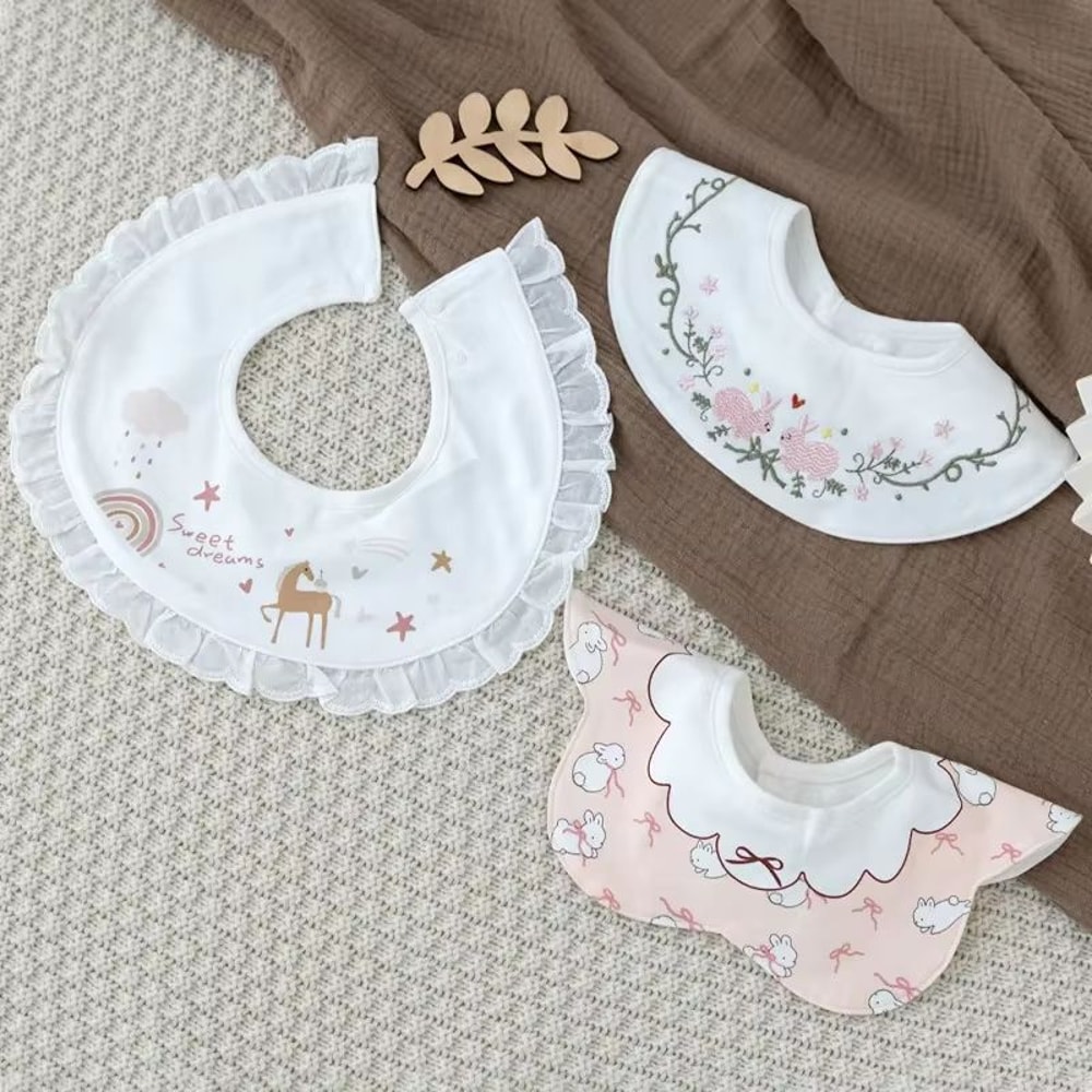 PetalSoft 3Piece Cotton Gauze Baby Feeding Bibs Drool Towels 6