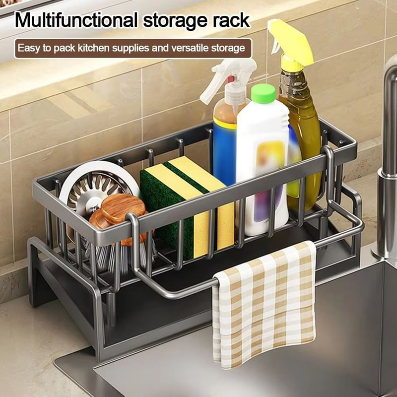 Durable SelfDraining Kitchen Bathroom Sink Storage Rack 0