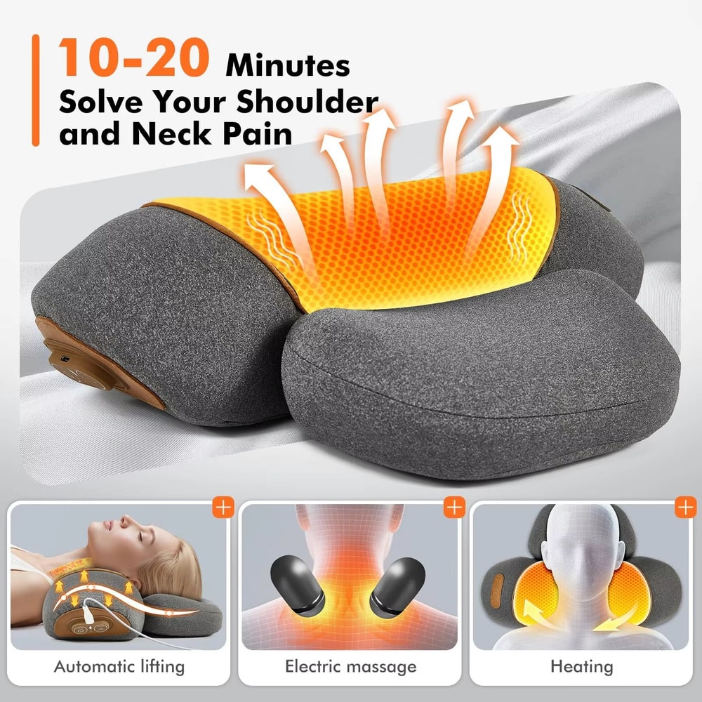 3in1 Heated Neck Massager Pillow With Traction And Deep Tissue For Posture Support 4