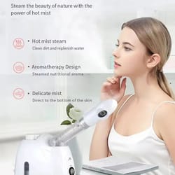 deep pore facial steamer with ozone & warm mist for home skin purifying and brightening