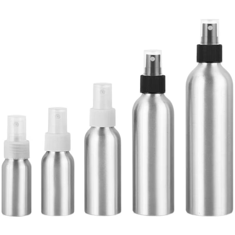 MultiSize Aluminum Spray Lotion Bottle Set With Trigger Fine Mist And Pump Sprayer 2