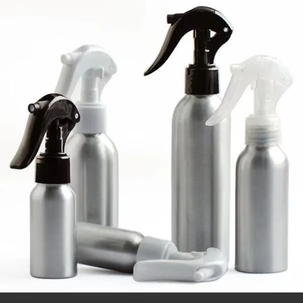 MultiSize Aluminum Spray Lotion Bottle Set With Trigger Fine Mist And Pump Sprayer 4