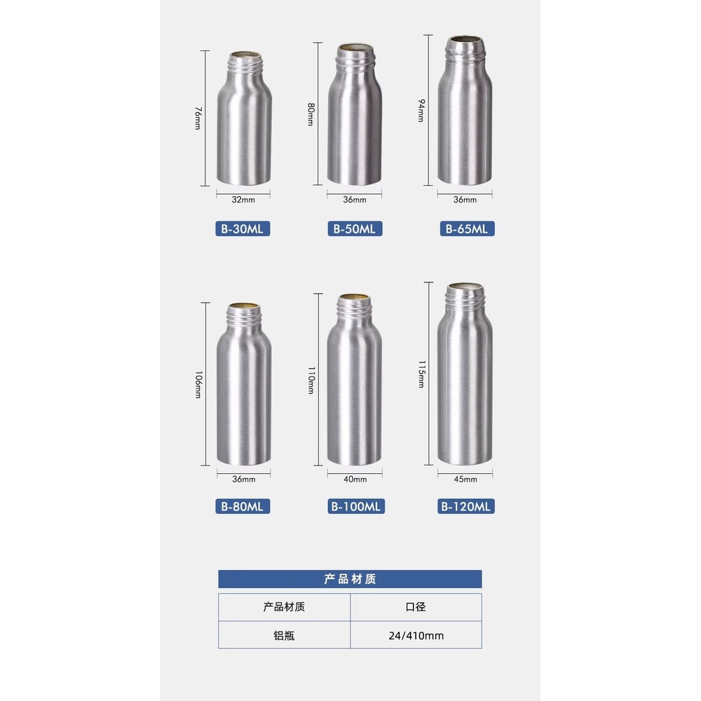 MultiSize Aluminum Spray Lotion Bottle Set With Trigger Fine Mist And Pump Sprayer 5