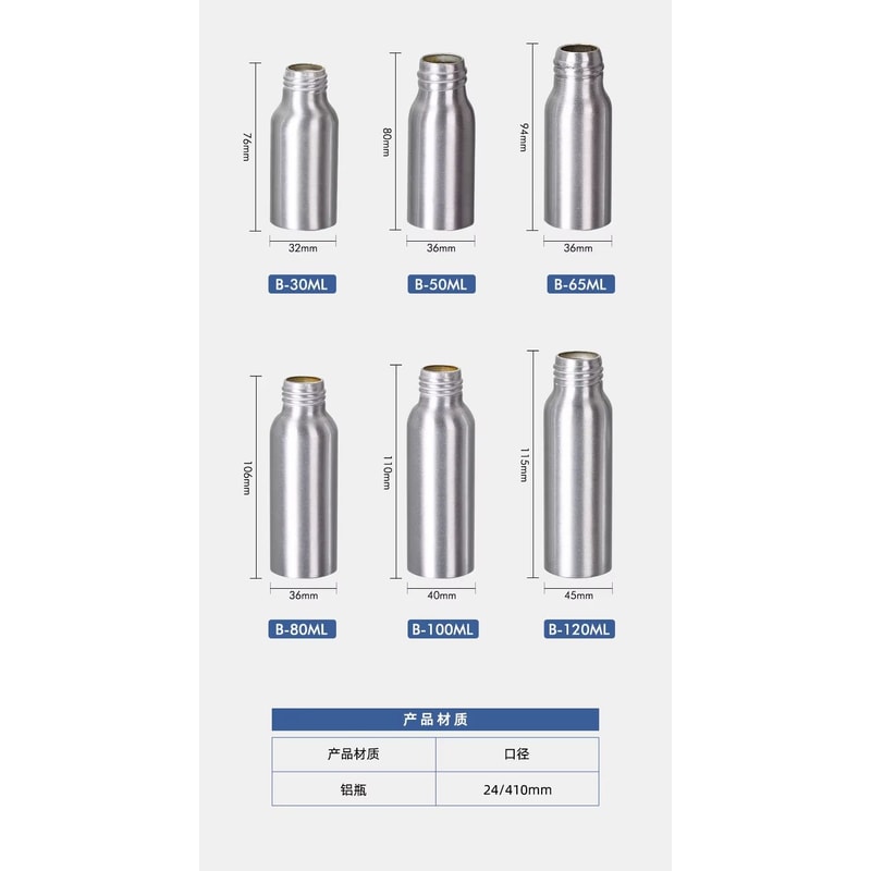 MultiSize Aluminum Spray Lotion Bottle Set With Trigger Fine Mist And Pump Sprayer 5