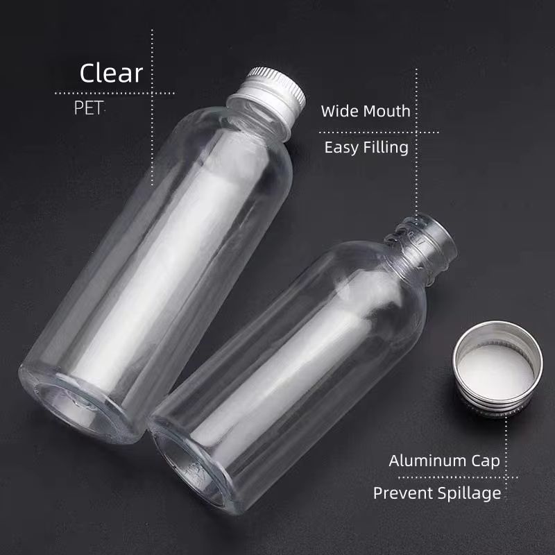 50Piece Clear Plastic Bottle Set With Aluminum Caps For Travel Lotion Shampoo And Cosmetic Storage 2