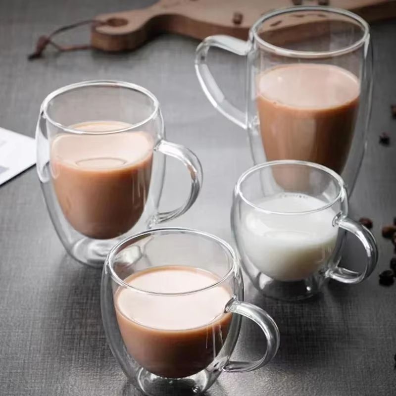 Transparent Double Wall Borosilicate Glass Cup 150450 Ml Insulated Coffee Tea Juice Mug 1