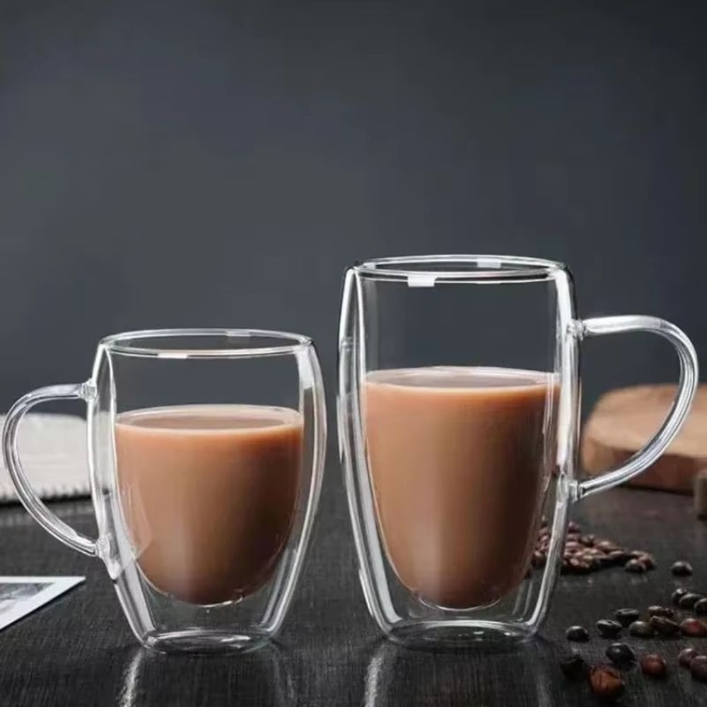 Transparent Double Wall Borosilicate Glass Cup 150450 Ml Insulated Coffee Tea Juice Mug 3