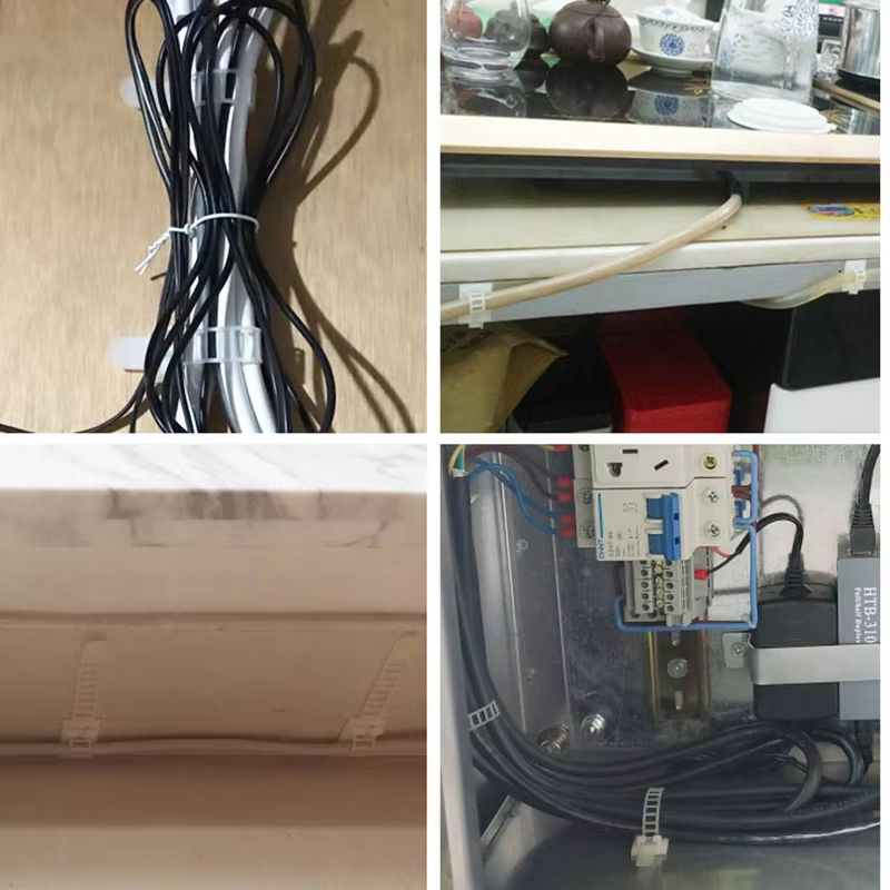 10Piece Under Desk Cable Organizer Clips White USB Wire Holder Set For Desktop Tidy 3