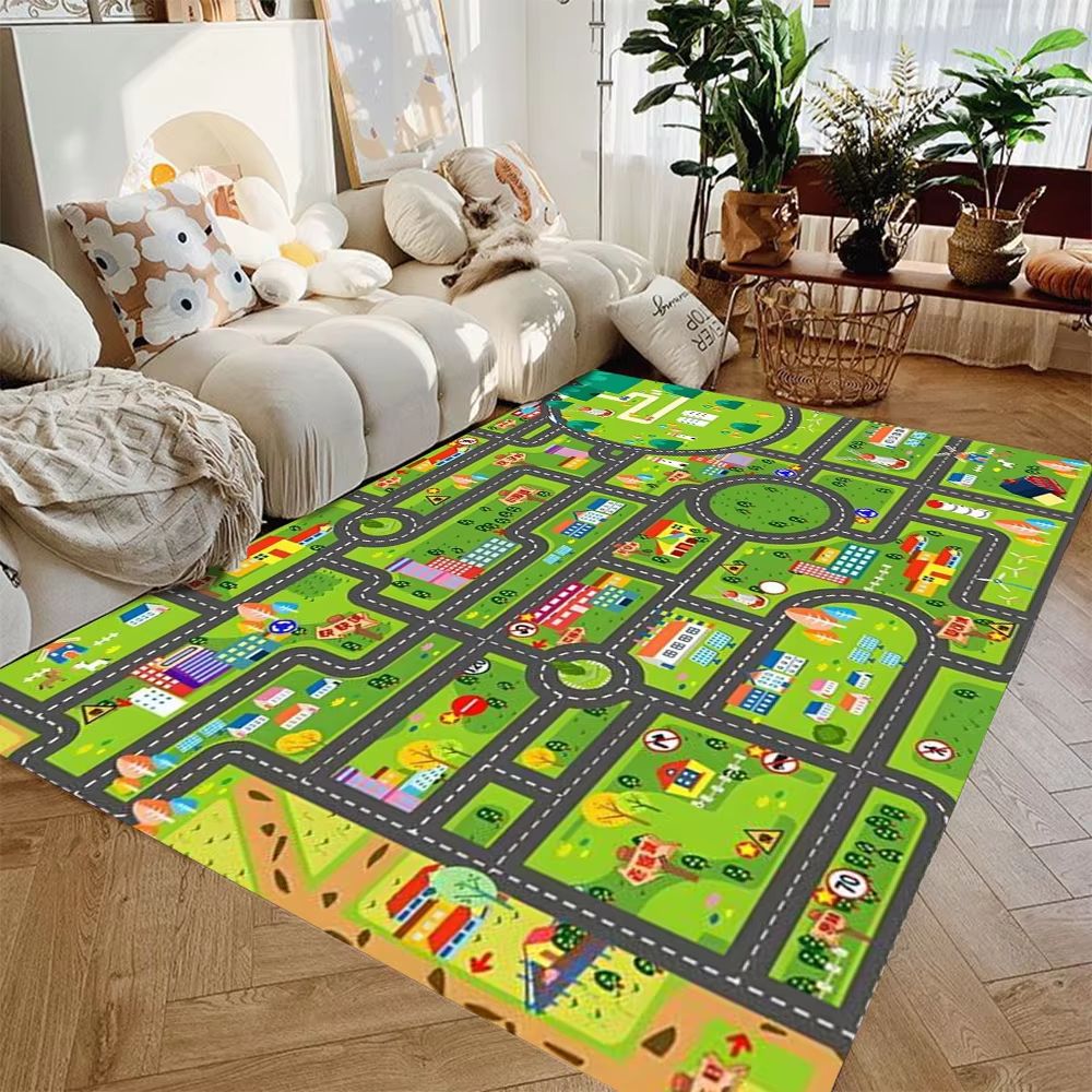 Interactive City Highway Play Mat NonSlip Educational Floor Rug For Toy Cars 9