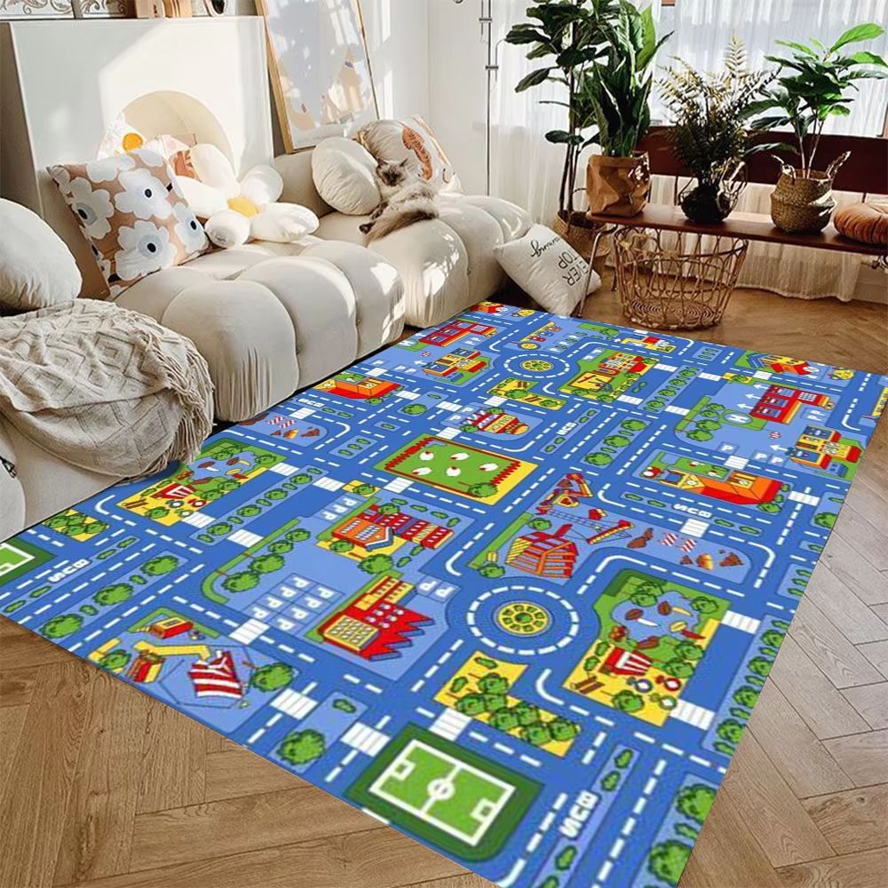 Interactive City Highway Play Mat NonSlip Educational Floor Rug For Toy Cars 6