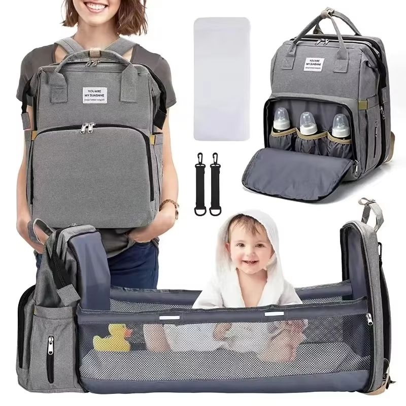 CarryEase Foldable Diaper Bag With Changing Station And Insulated Pocket 0