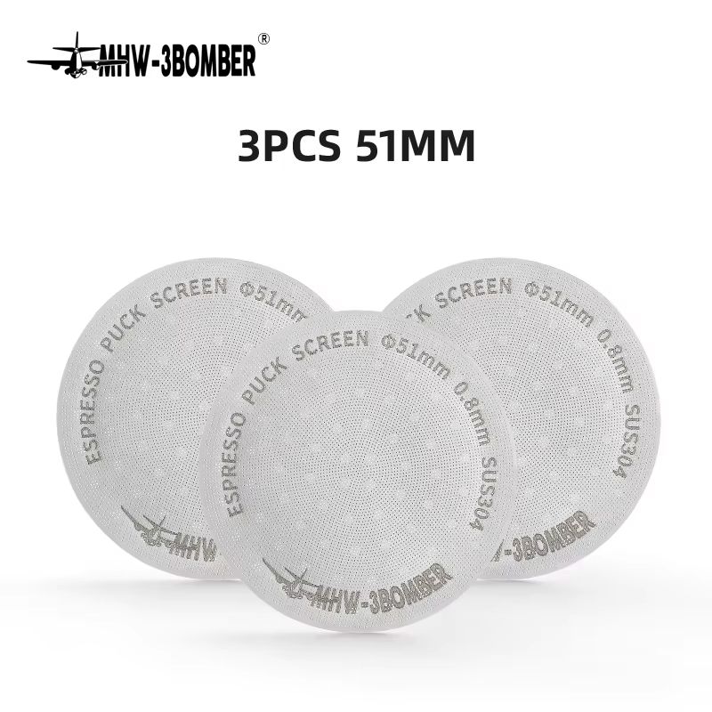 MHW 3BOMBER Titanium Coated Espresso Puck Screen 08mm Reusable Filter 51 53 585mm 13