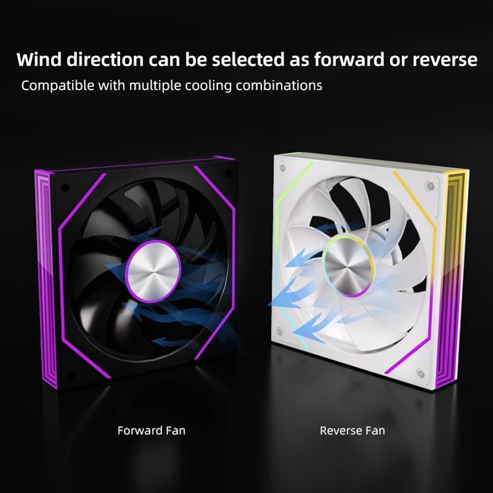 METALFISH PRISM 8 PRO 120mm ARGB Case Fan 5V 3 Pin Sync Quiet Cooling 1200RPM 2