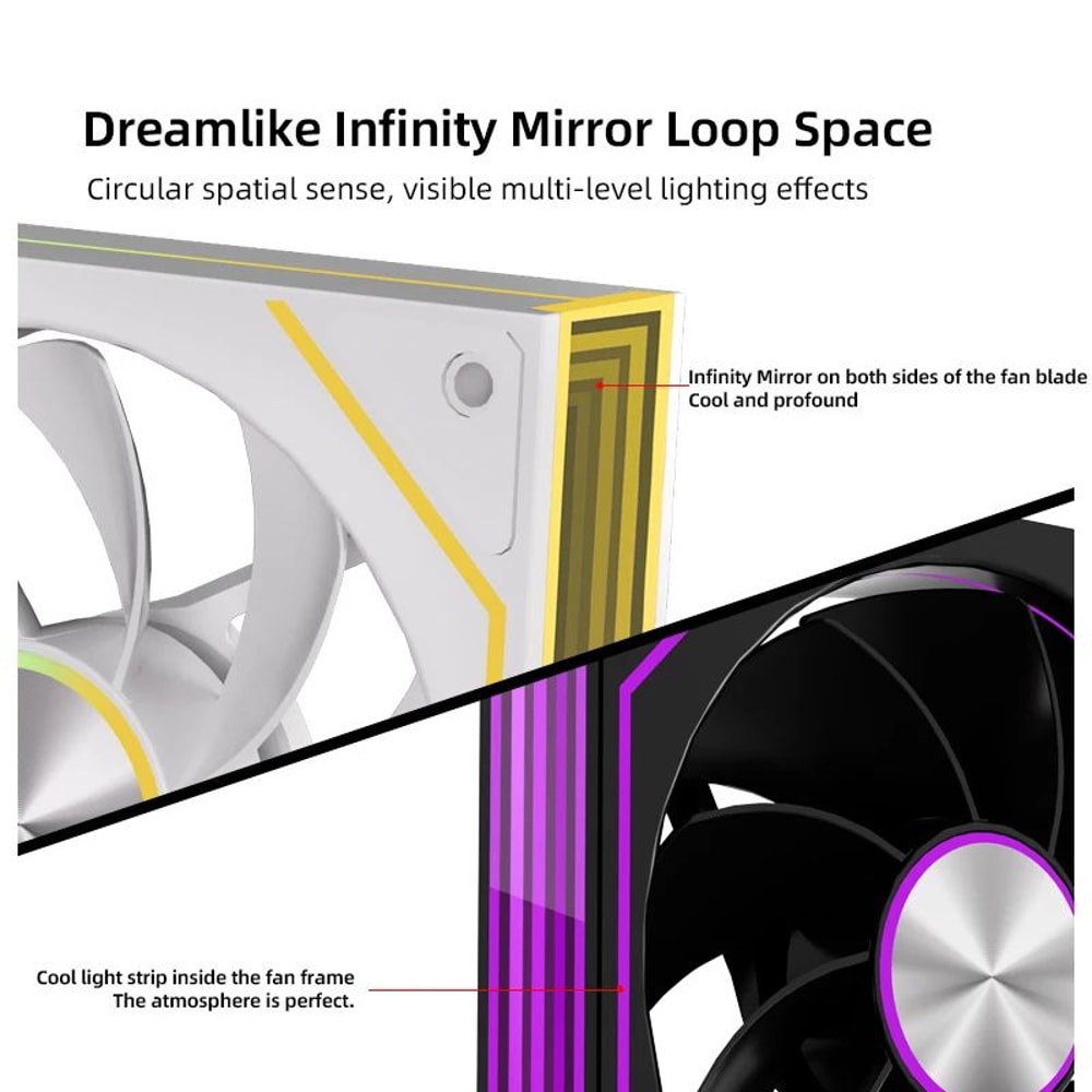 METALFISH PRISM 8 PRO 120mm ARGB Case Fan 5V 3 Pin Sync Quiet Cooling 1200RPM 3