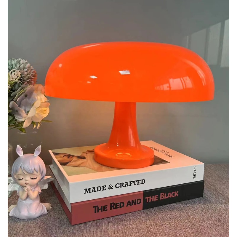 Minimalist Modern Orange Mushroom Table Lamp Danish Designer Style 0