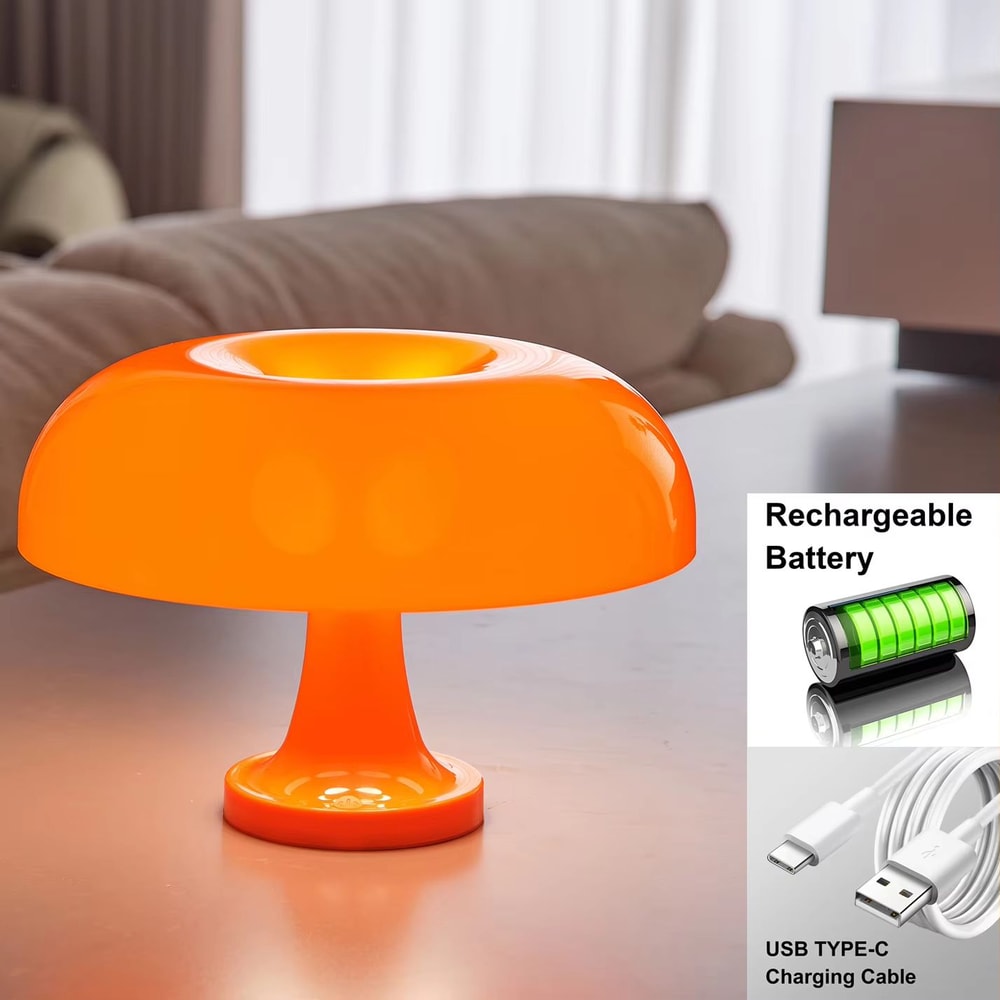 Minimalist Modern Orange Mushroom Table Lamp Danish Designer Style 10